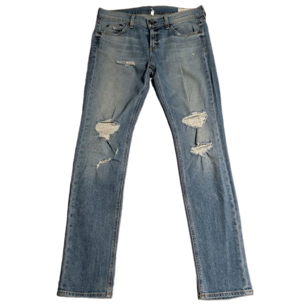 Rag & Bone Dre Jeans Womens 29 Blue Distressed Slim Straight Stretch Denim
